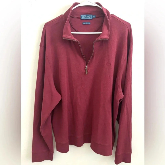 Biltmore Collection Quarter Zip Burgundy Collared long sleeve Fleece sweater XXL - Picture 1 of 4